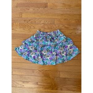 Tweenstyle by Stoopher Purple & Green Floral Smocked Waist Tiered Skirt
